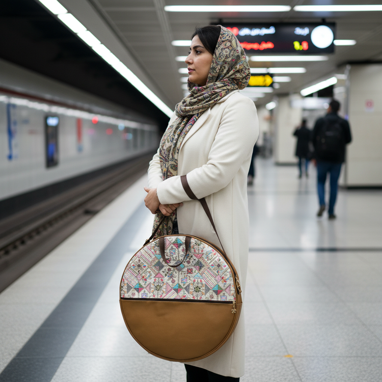 کاور دف چرم مصنوعی ترکیبی با پارچه مجلسی