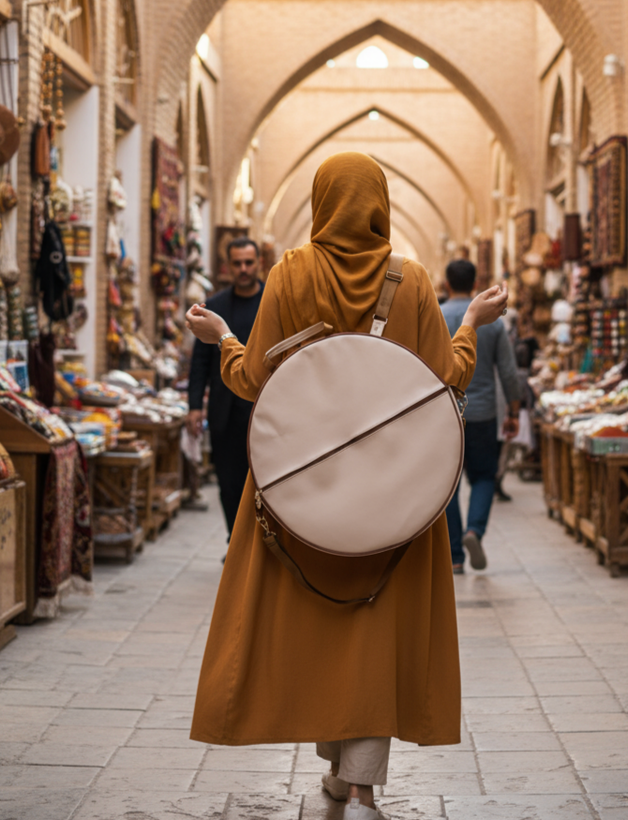 کاور دف چرم صنعتی کرم رنگ